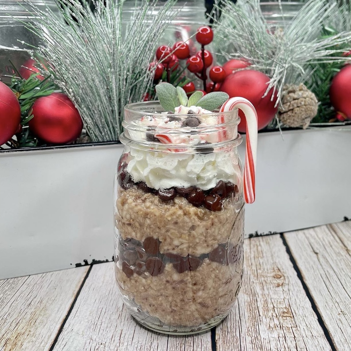 Christmas Decorations Overnight Oats Jars Cereal Milk Container