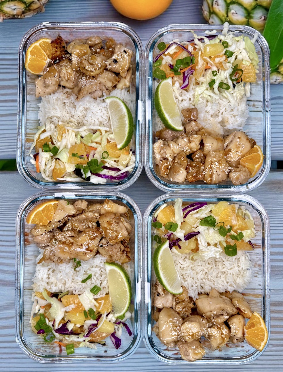 Tasty Healthy Tropical Orange Ginger Chicken Bowls for Easy Meal Prep