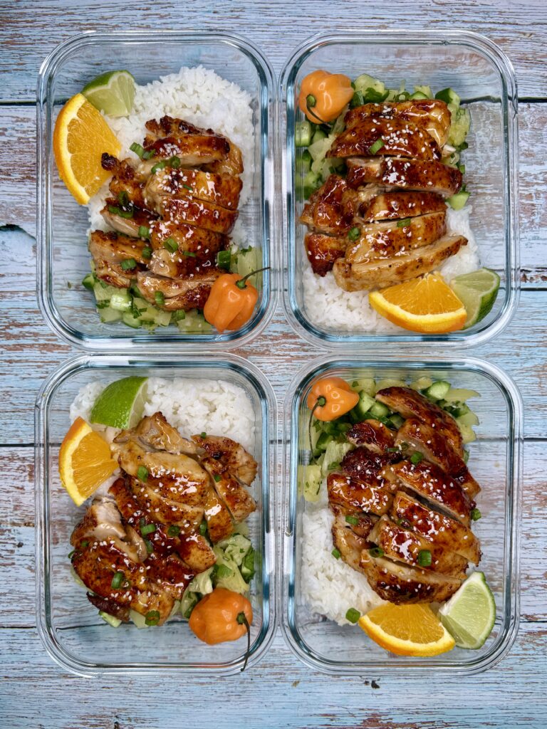 Honey Orange Habanero Chicken Meal Prep Bowls