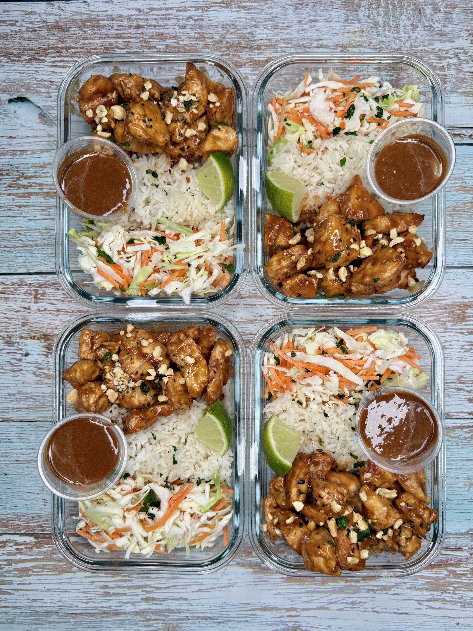 Thai Peanut Honey Chicken Meal Prep Bowls (Air Fryer)