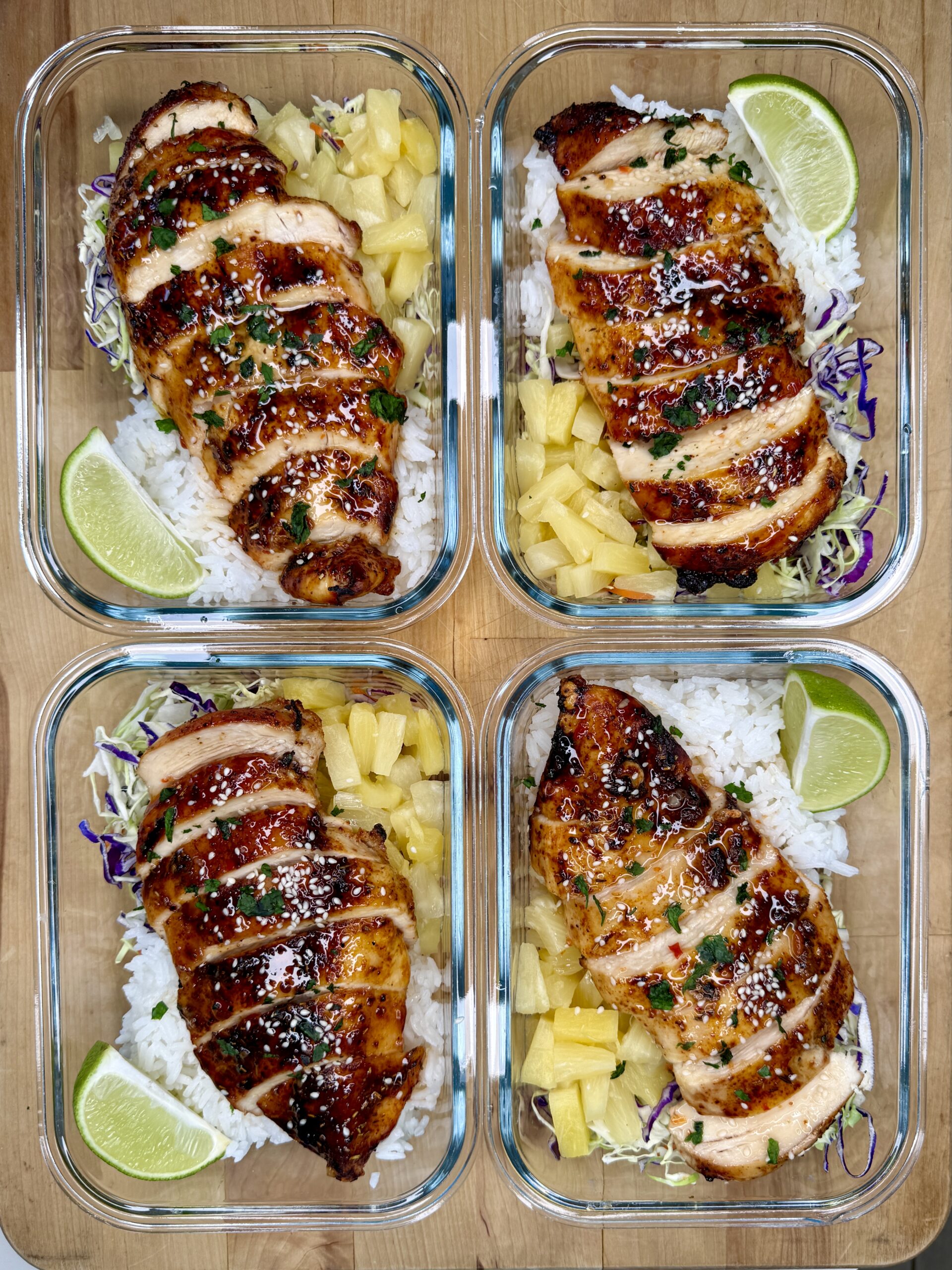Honey Pineapple Sweet Chili Chicken Meal Prep Bowls