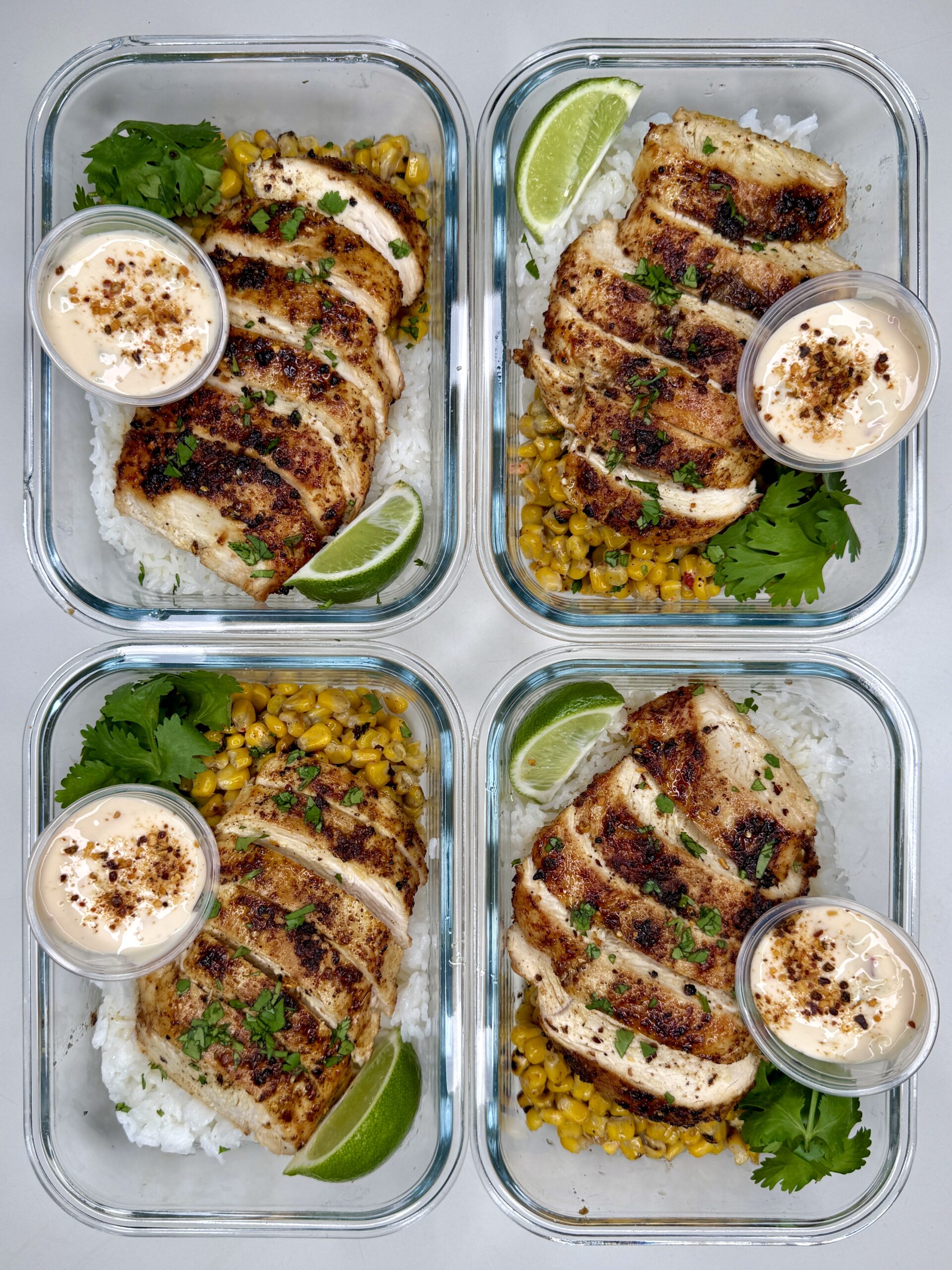 Creamy Queso Street Corn Chicken Bowls (Easy Meal Prep)