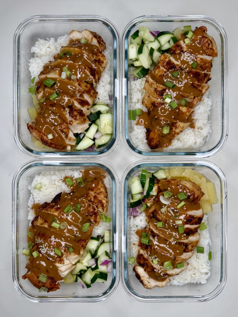 High Protein Sweet Chili Peanut Chicken Meal Prep Bowls