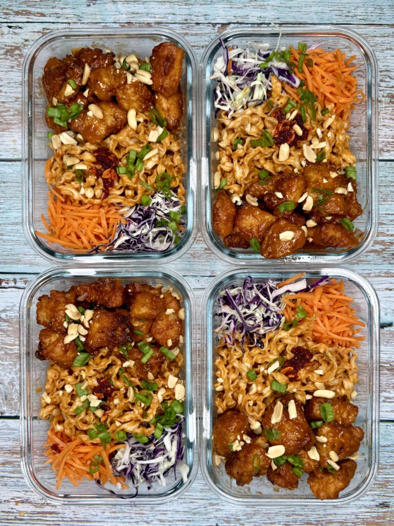 Crispy BBQ Peanut Chicken Noodle Bowls – Easy Meal Prep